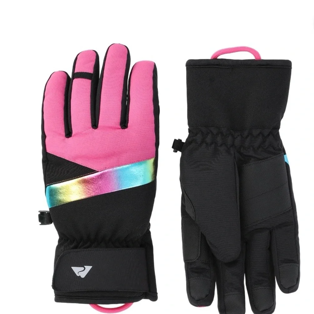 Girls Hybrid winter ski gloves size S/M waterproof sport reflective